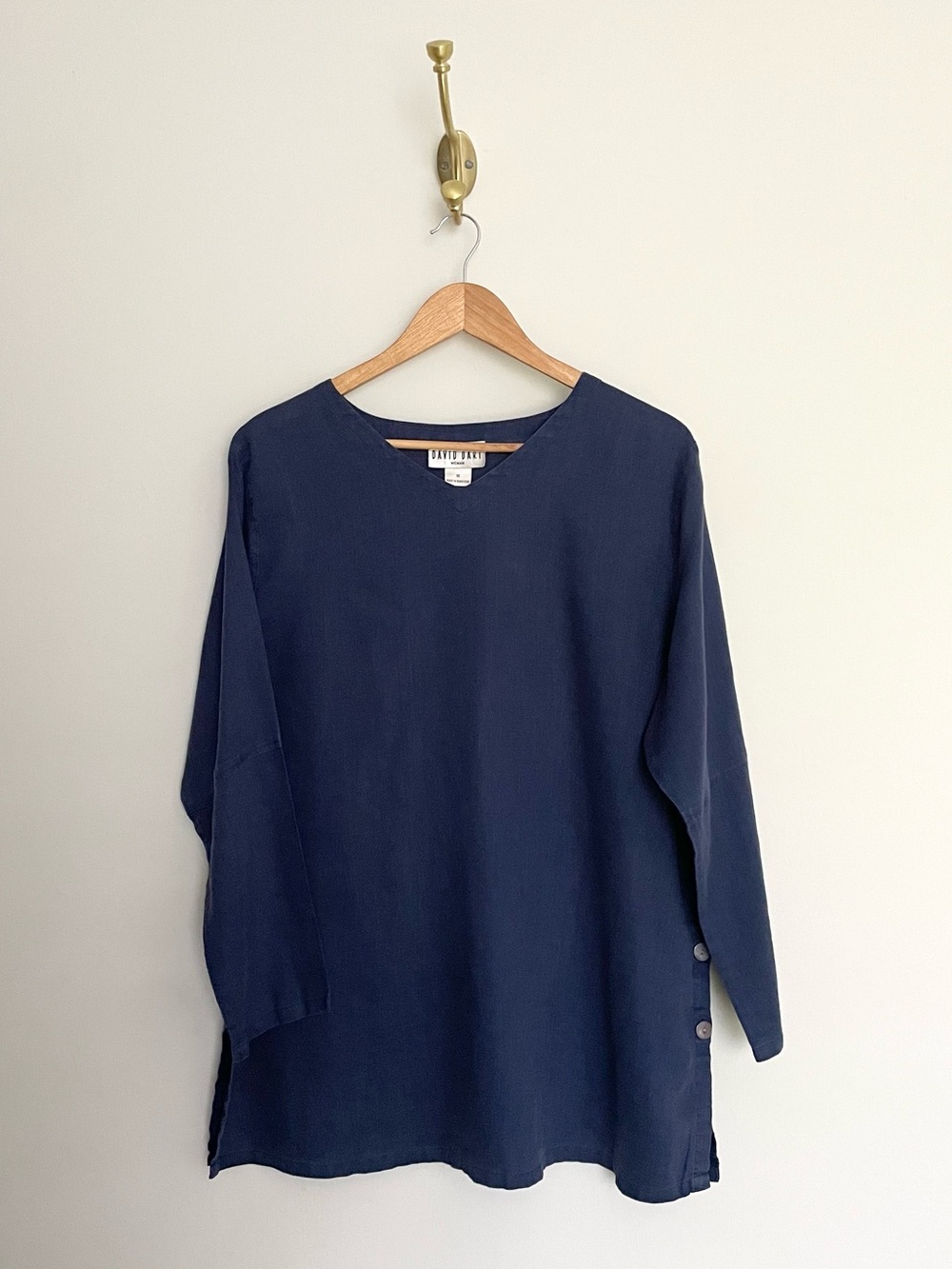 Navy blue 100% linen tunic